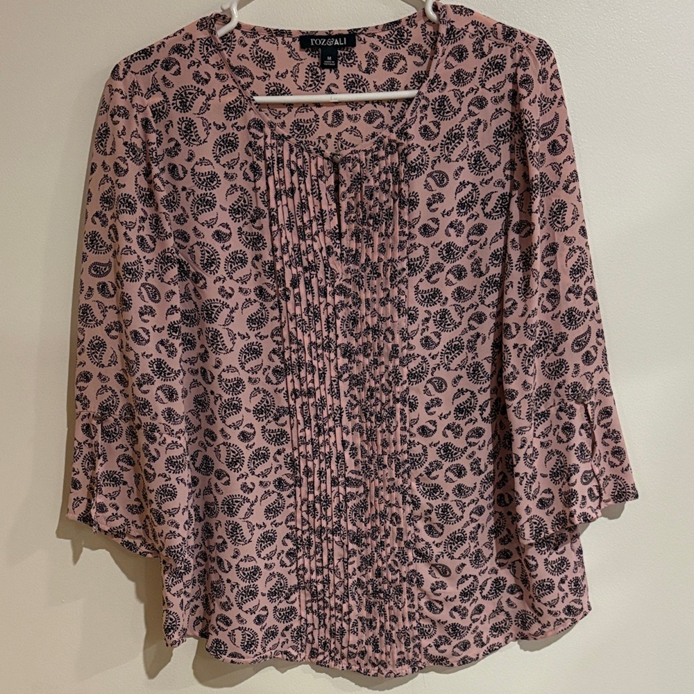 Foxcroft Blush and Black Paisley Blouse